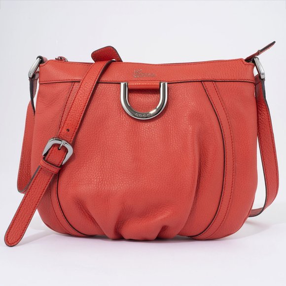 Gucci Abby Leather Shoulder Bag Red 265691 200047 Women's D-Ring GUCCI - Picture 1 of 10